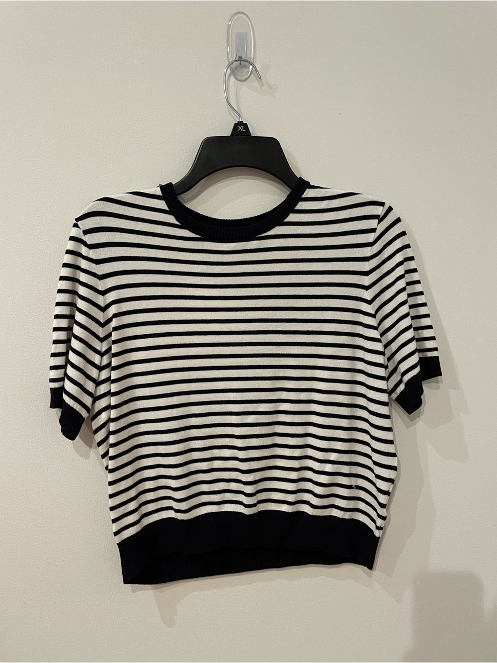 H&M Black and White Striped Short Sleeve Knit Tee